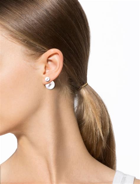 dior earrings pearl back|christian Dior tribal pearl earrings.